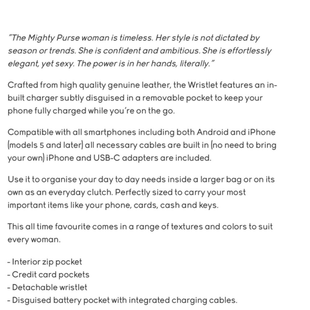 HButler Gold Suede Mighty Purse Wristlet (w/ built-in phone charging battery) - Picture 11 of 11